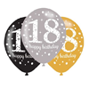 Ballonnen sparkling gold '18' (Ø28cm,6st)